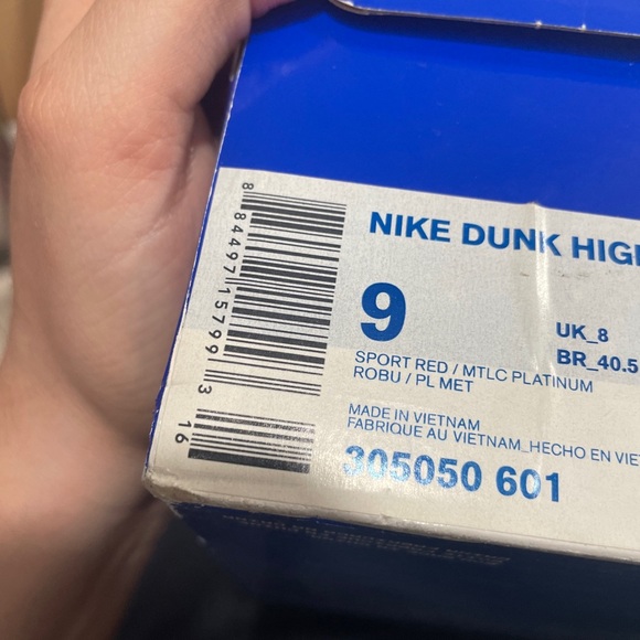 Nike Dunk High Pro SB Sport Red Metallic Platinum | Size 9 | Style 305050-601 - Picture 9 of 9